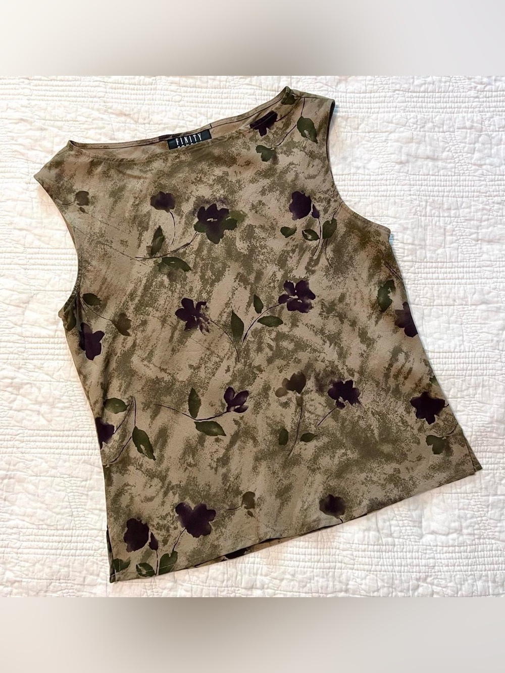 Y2K Green Silk Floral Cami Blouse Fairycore Whimsygoth Boho